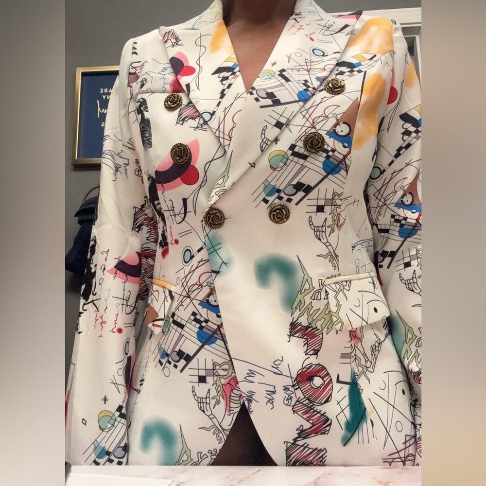 Abstract multicolor blazer